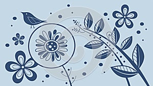 Blue Bubble and Leaf Abstract Background, vector design Generative AI