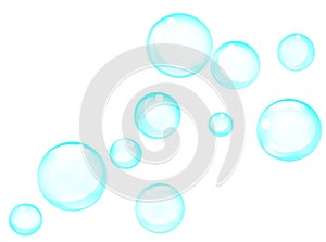 Blue bubbles set on a white background