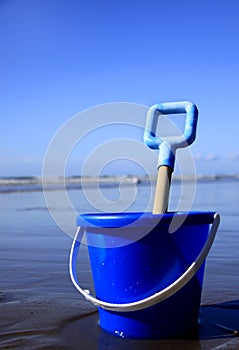 Blue bucket and spade