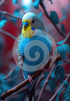 Blue budgie, portrait of a bird