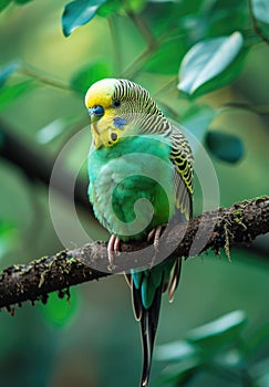 Blue budgie, portrait of a bird