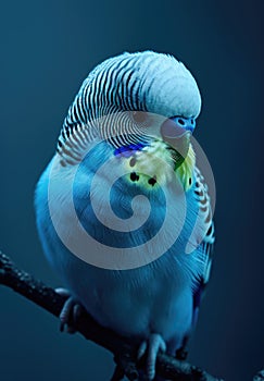 Blue budgie, portrait of a bird