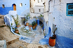 Blue buildings in Chefchaouen old city,Morocco