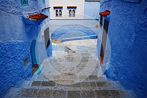 Blue buildings in Chefchaouen old city,Morocco