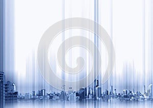 Blue buildings in the city on whitebackground, technology concept background