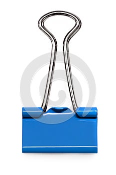 Blue Bulldog Clip Isolated on White