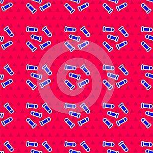 Blue Bullet icon isolated seamless pattern on red background. Vector