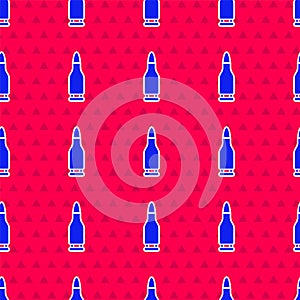 Blue Bullet icon isolated seamless pattern on red background. Vector