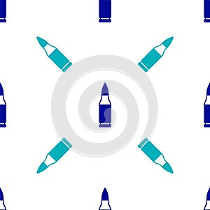 Blue Bullet icon isolated seamless pattern on white background. Vector