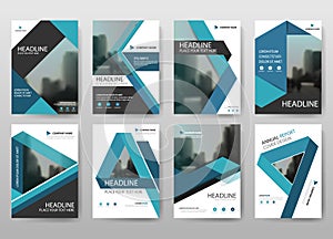 Blue bundle annual report brochure flyer design template vector, Leaflet cover presentation abstract flat background,