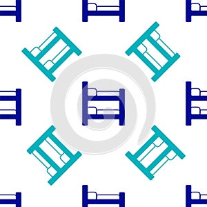 Blue Bunk bed icon isolated seamless pattern on white background. Vector