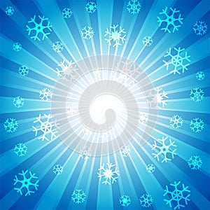 Blue burst with many white snowflake for abstract design background concept