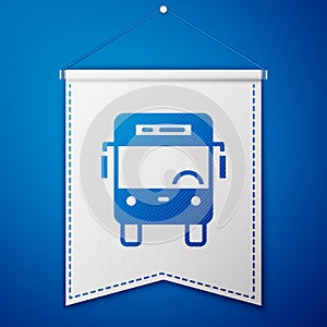 Blue Bus icon isolated on blue background. Transportation concept. Bus tour transport sign. Tourism or public vehicle