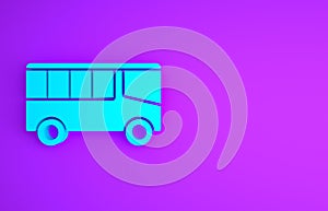 Blue Bus icon isolated on purple background. Transportation concept. Bus tour transport sign. Tourism or public vehicle