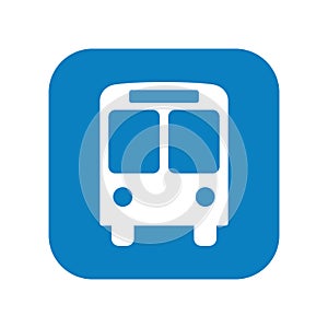 Blue bus stop sign, flat vector icon