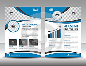 Blue business brochure flyer design layout template in A4 size