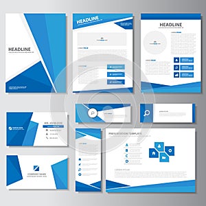 Blue business brochure flyer leaflet presentation card template Infographic elements flat design set for marketing