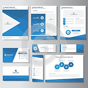 Blue business brochure flyer leaflet presentation card template Infographic elements flat design set for marketing