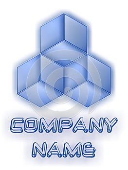 Blue business glass 3D logo