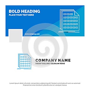 Blue Business Logo Template for Binary, code, coding, data, document. Facebook Timeline Banner Design. vector web banner