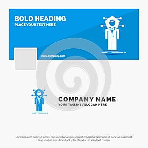 Blue Business Logo Template for Business, connection, human, network, solution. Facebook Timeline Banner Design. vector web banner