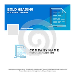 Blue Business Logo Template for Code, coding, doc, programming, script. Facebook Timeline Banner Design. vector web banner