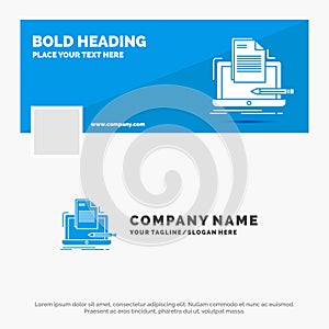 Blue Business Logo Template for Coder, coding, computer, list, paper. Facebook Timeline Banner Design. vector web banner
