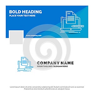 Blue Business Logo Template for Coder, coding, computer, list, paper. Facebook Timeline Banner Design. vector web banner