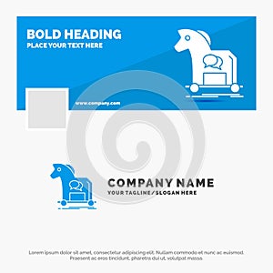 Blue Business Logo Template for Cybercrime, horse, internet, trojan, virus. Facebook Timeline Banner Design. vector web banner