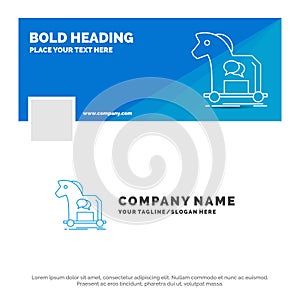 Blue Business Logo Template for Cybercrime, horse, internet, trojan, virus. Facebook Timeline Banner Design. vector web banner