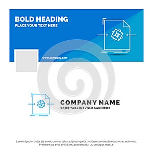 Blue Business Logo Template for 3d, document, file, object, processing. Facebook Timeline Banner Design. vector web banner