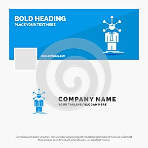 Blue Business Logo Template for development, human, network, personality, self. Facebook Timeline Banner Design. vector web banner