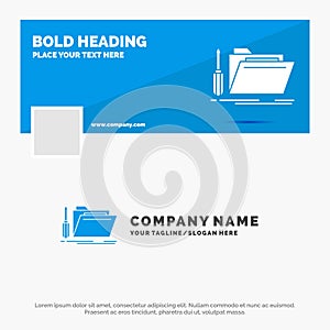 Blue Business Logo Template for folder, tool, repair, resource, service. Facebook Timeline Banner Design. vector web banner