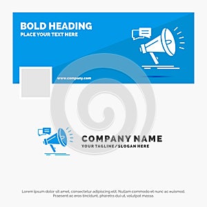 Blue Business Logo Template for marketing, megaphone, announcement, promo, promotion. Facebook Timeline Banner Design. vector web