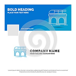 Blue Business Logo Template for metro, railroad, railway, train, transport. Facebook Timeline Banner Design. vector web banner