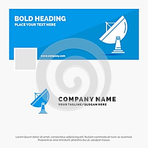 Blue Business Logo Template for satellite, antenna, radar, space, dish. Facebook Timeline Banner Design. vector web banner