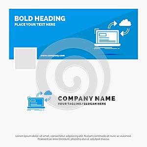 Blue Business Logo Template for sync, processing, data, dashboard, arrows. Facebook Timeline Banner Design. vector web banner