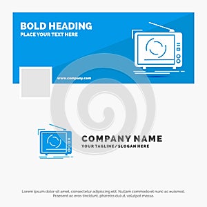 Blue Business Logo Template for tv, ad, advertising, television, set. Facebook Timeline Banner Design. vector web banner