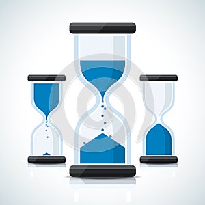 Blue business styled sand clock icons