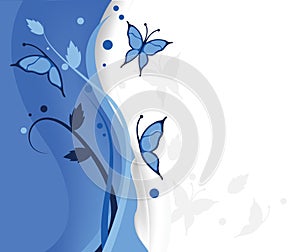 Blue butterflies background