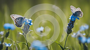 blue butterfly on a flower two butterflies on blue flowers