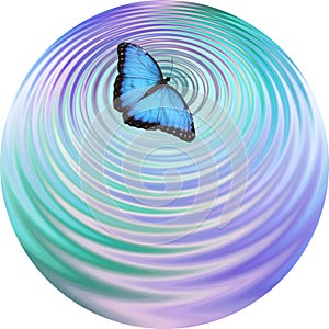 Blue Butterfly making ripples on water coaster drinks mat clock face photo
