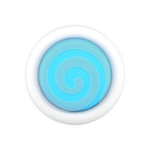 Blue button 3d icon. Minimalistic round switch of settings