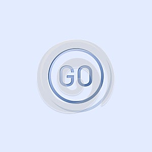 Blue button go icon