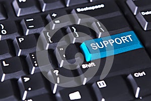 Blue button with text of support