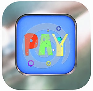 Blue button with the word `pay`