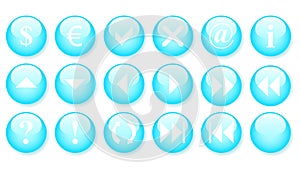 Blue buttons, icon set