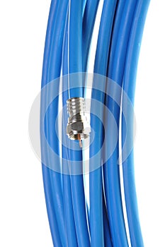 Blue cable with coaxial connectors photo