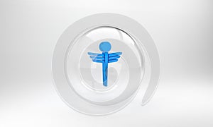 Blue Caduceus snake medical symbol icon isolated on grey background. Medicine and health care. Emblem for drugstore or