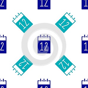 Blue Calendar 12 june icon isolated seamless pattern on white background. Russian language 12 june Happy Russia Day